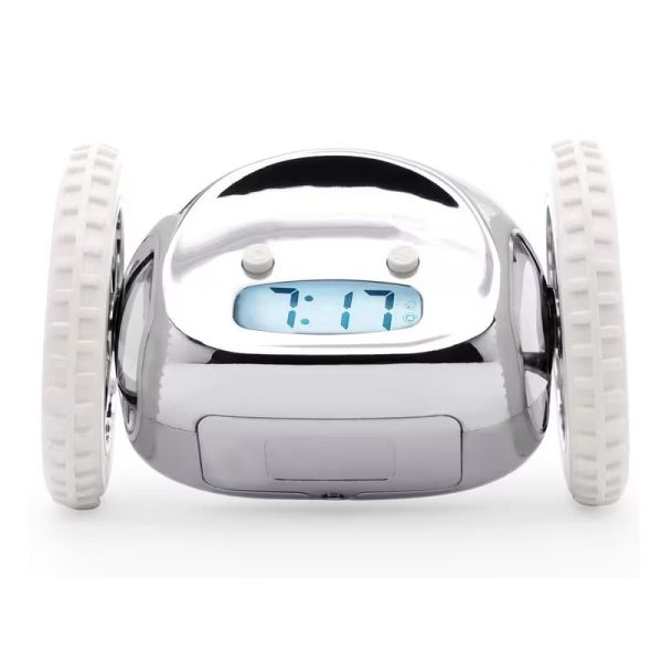 Small Chrome 'Clocky' Alarm Clock