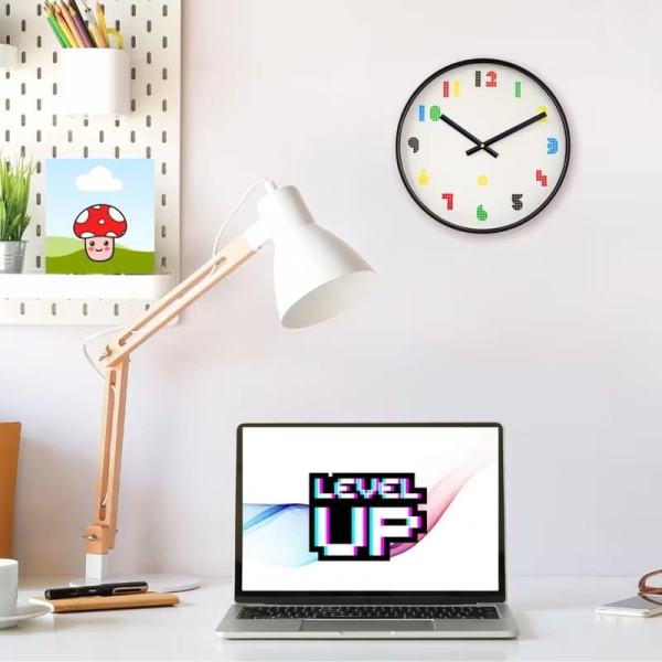 Medium White 'Bit' Wall Clock - Image 3