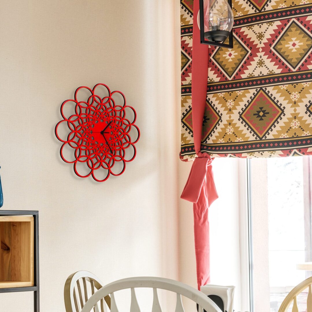 Medium Red 'Rings' Wall Clock - Image 2