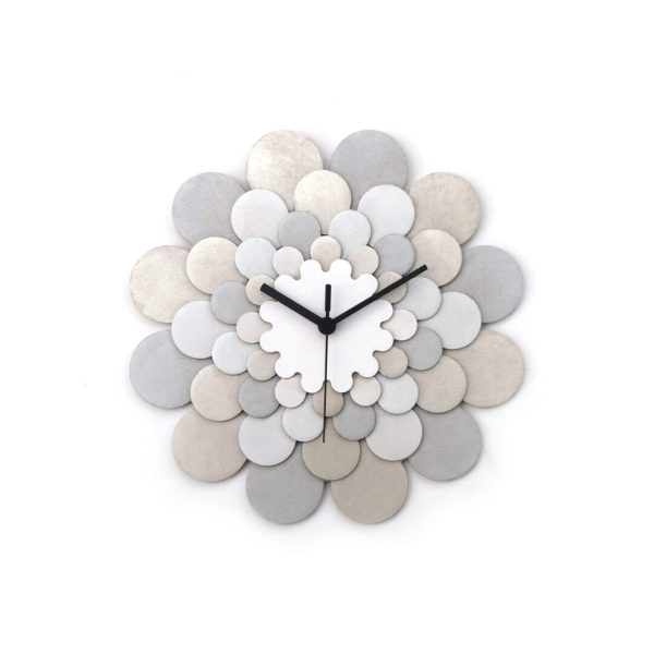 Medium Silver 'Dahlia' Wall Clock