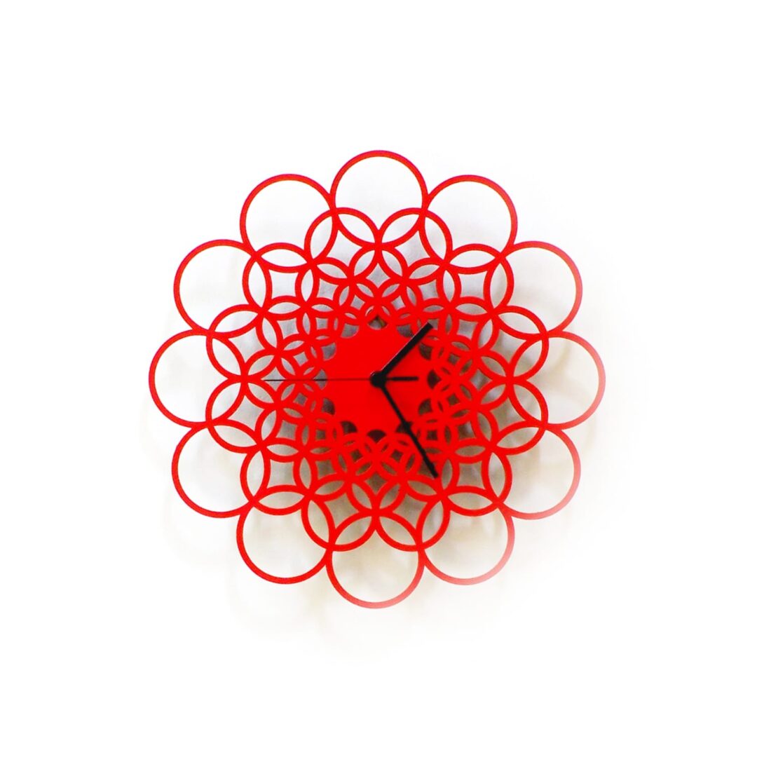 Medium Red 'Rings' Wall Clock